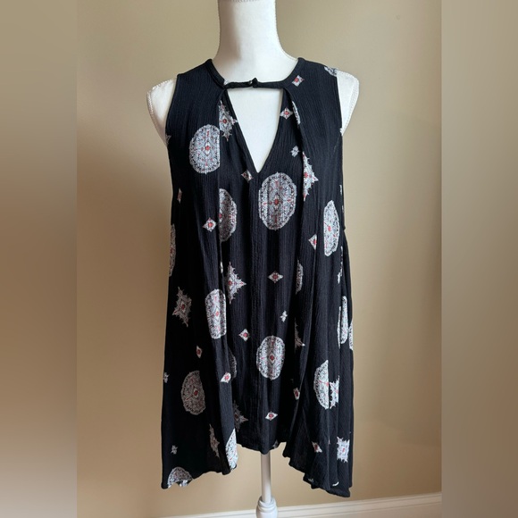 Free People Snap Out of It Swing Floral Mini Dress in Black - Picture 4 of 10